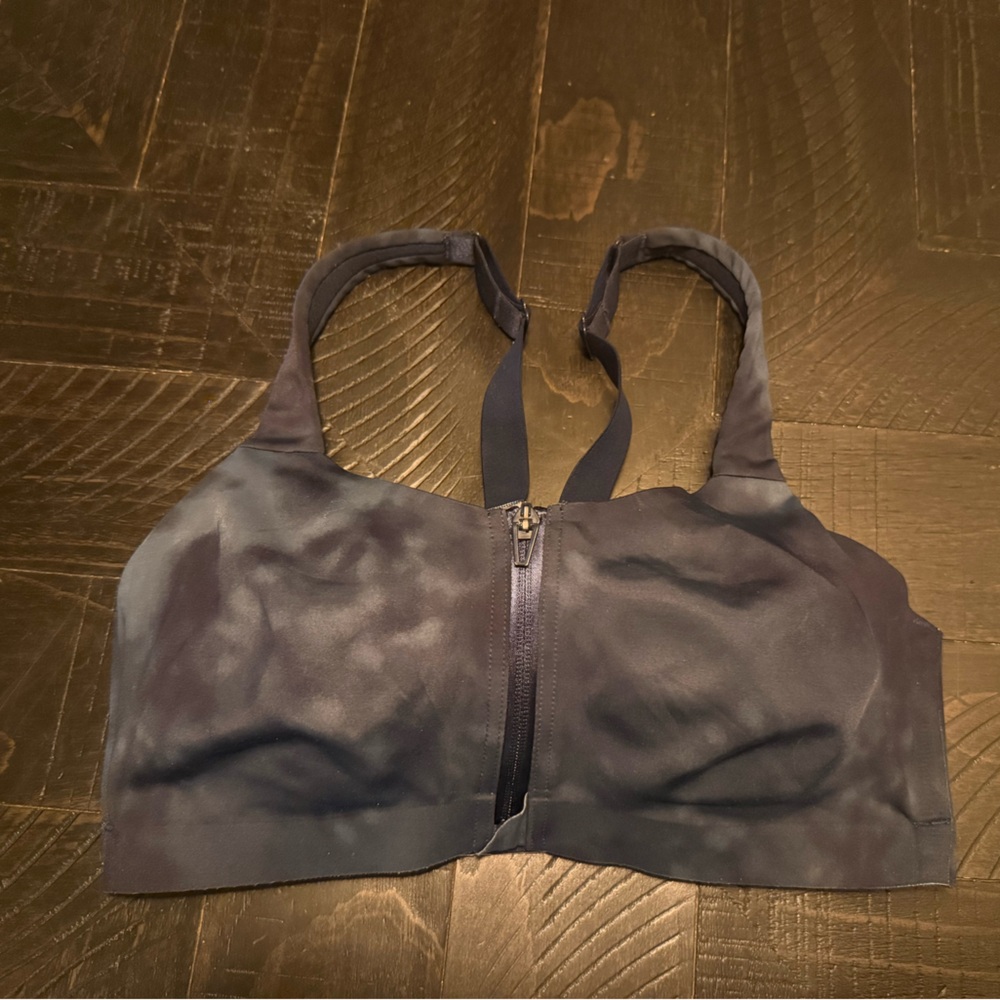 Victoria's Secret Knockout Navy and Grey / Light Blue Front Close Zip Sports Bra